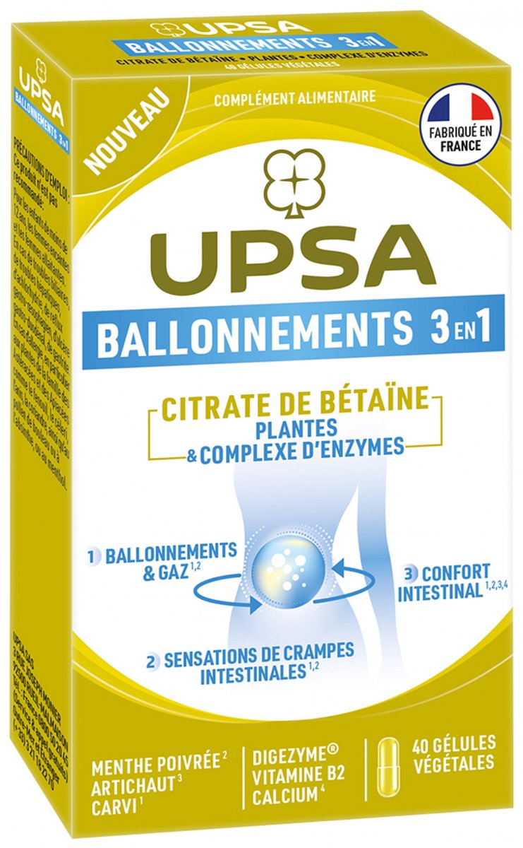 UPSA 3in1 Bloating 40 Plantaardige Capsules