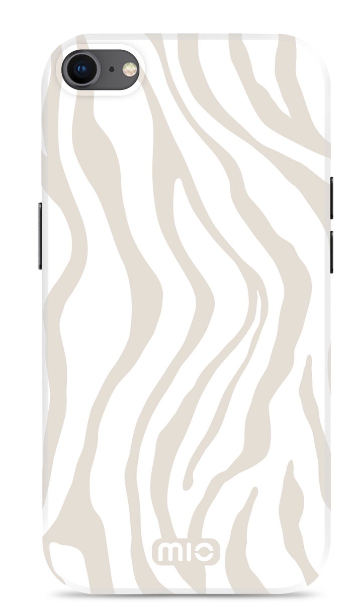 Mio by Mobilize Hoesje geschikt voor Apple iPhone SE (2022) MagSafe Telefoonhoesje Hardcase | Mio by Mobilize Backcover | Geschikt voor MagSafe | Geschikt voor Draadloos Opladen met Magnetische Ring | Geschikt voor MagSafe Case - Sandy Zebra | Wit