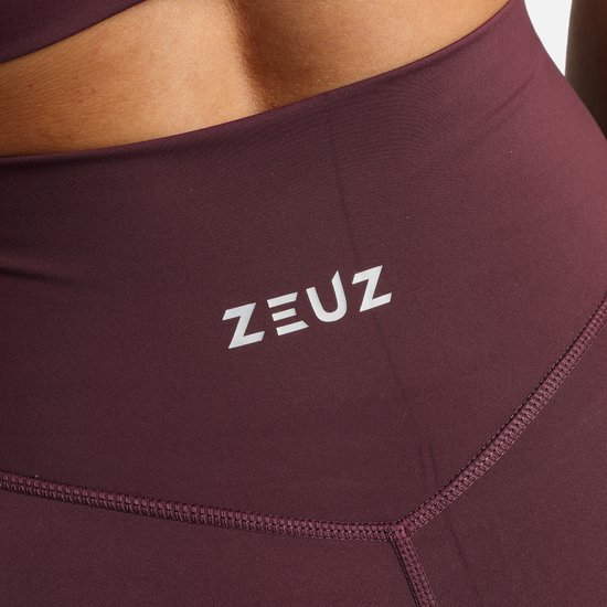ZEUZ Korte Sport Legging Dames High Waist - Sportkleding & Sportlegging Squat Proof voor Fitness & Crossfit - Hardloopbroek, Yoga Broek - 70% Recycled Nylon & 30% Elastaan - Bordeaux Rood - Maat XL van ZEUZ — afbeelding 4
