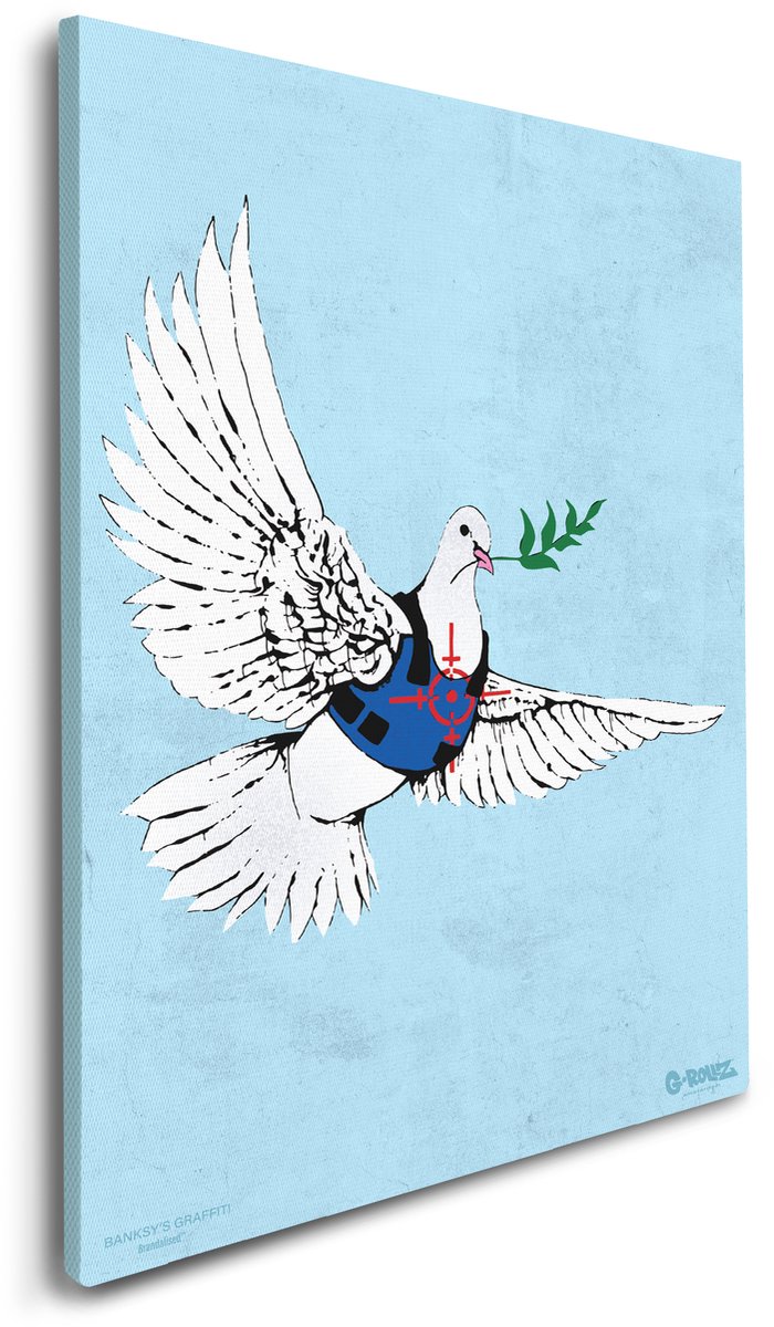 Banksy Graffiti - Canvas Schilderij 67,5x48cm - Schilderijen Woonkamer