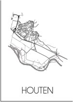 DesignClaud Houten Plattegrond poster - A2 + fotolijst wit (42x59,4cm)