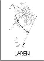 DesignClaud Laren Plattegrond poster  - A3 + Fotolijst zwart (29,7x42cm)