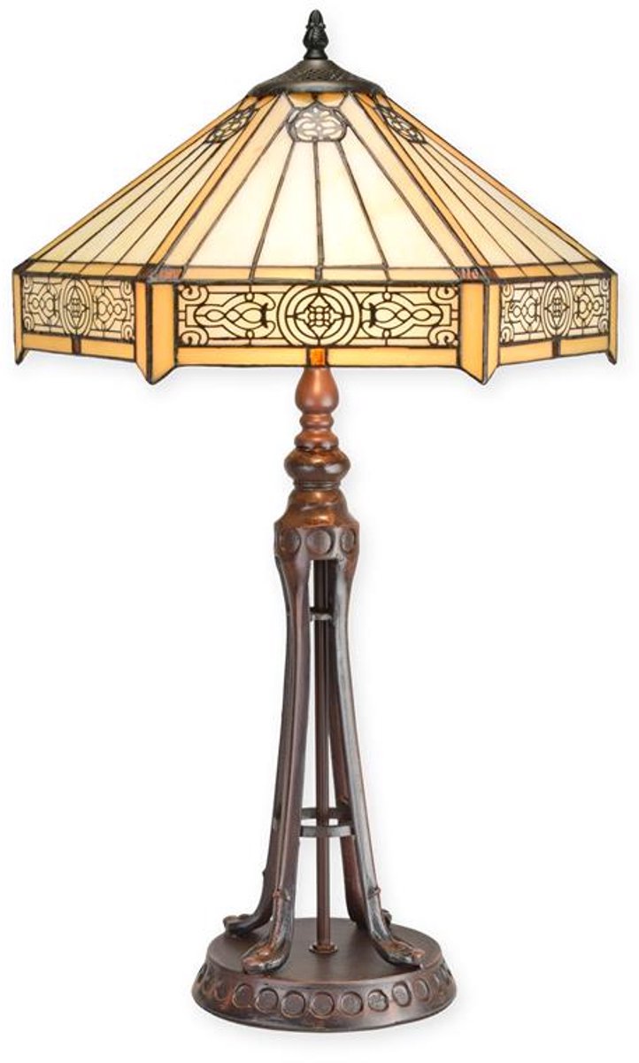 Tiffany stijl tafellamp met kleurrijk glas - Tafeldecoratie Design Lamp - Gedetailleerd ontwerp voor een unieke sfeervolle verlichting in uw interieur