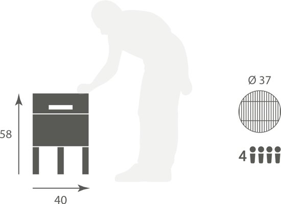 Boretti - Tonello houtskoolbarbecue - BBQ - ø 37 cm - Zwart - draagbaar