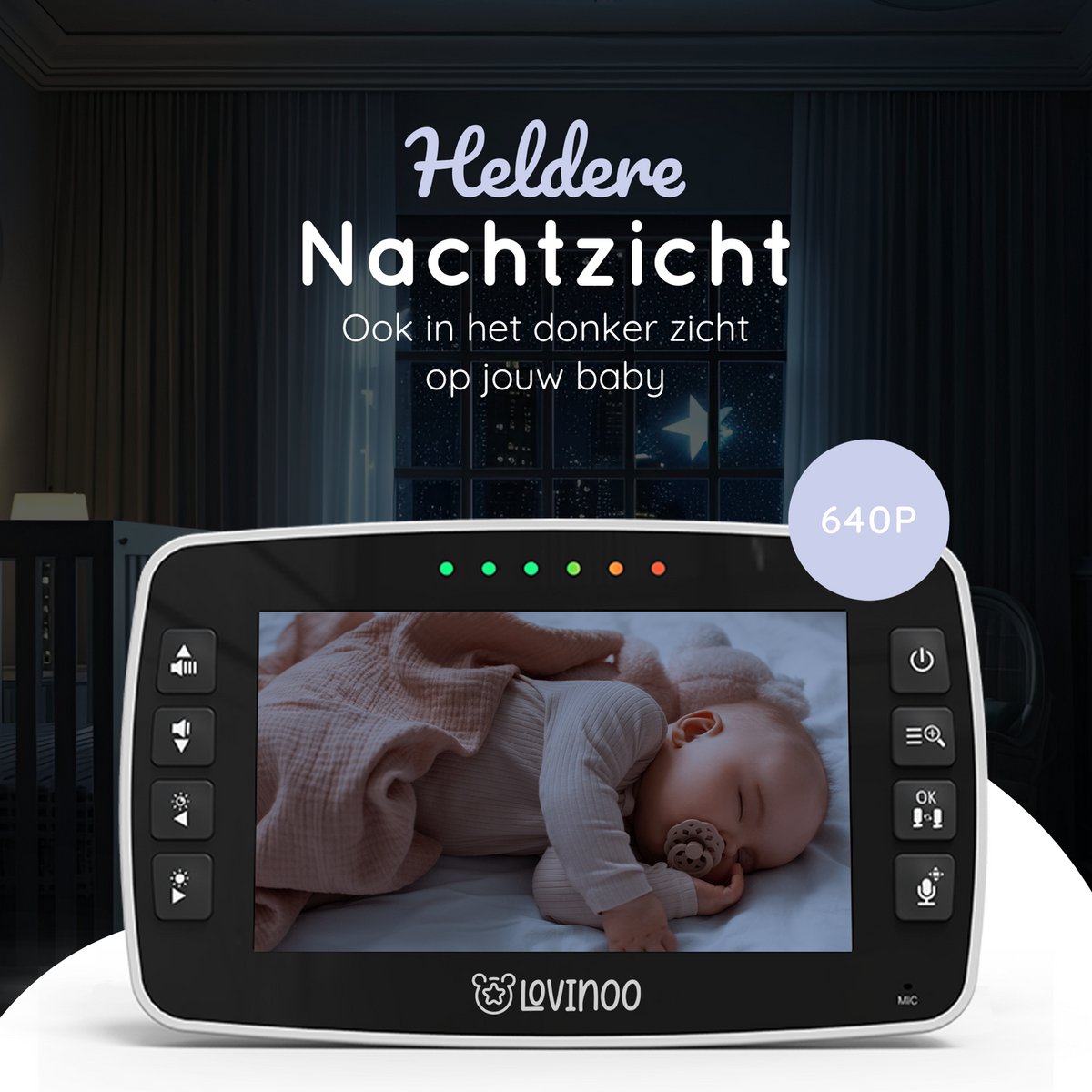 Lovinoo Babyfoon met 2 Camera's - Baby Monitor - Op Afstand Bestuurbaar - Babyphone - Temperatuursensor - Uitbreidbaar Tot 4 Camera's - Terugspreekfunctie - Zonder Wifi en App - 4.3 Inch HD Scherm thumbnail 5