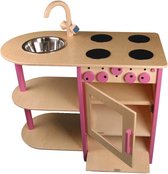 Van Dijk Toys houten speelgoedkeuken / keukentje kleuters - Roze (Kinderopvang kwaliteit)