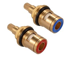 2x Messing Kraanventiel Vervanging – 23,8mm Dubbele Schroefdraad Cartridge | Warm & Koud | Anti-lek | Voor Badkamer & Keukenkranen