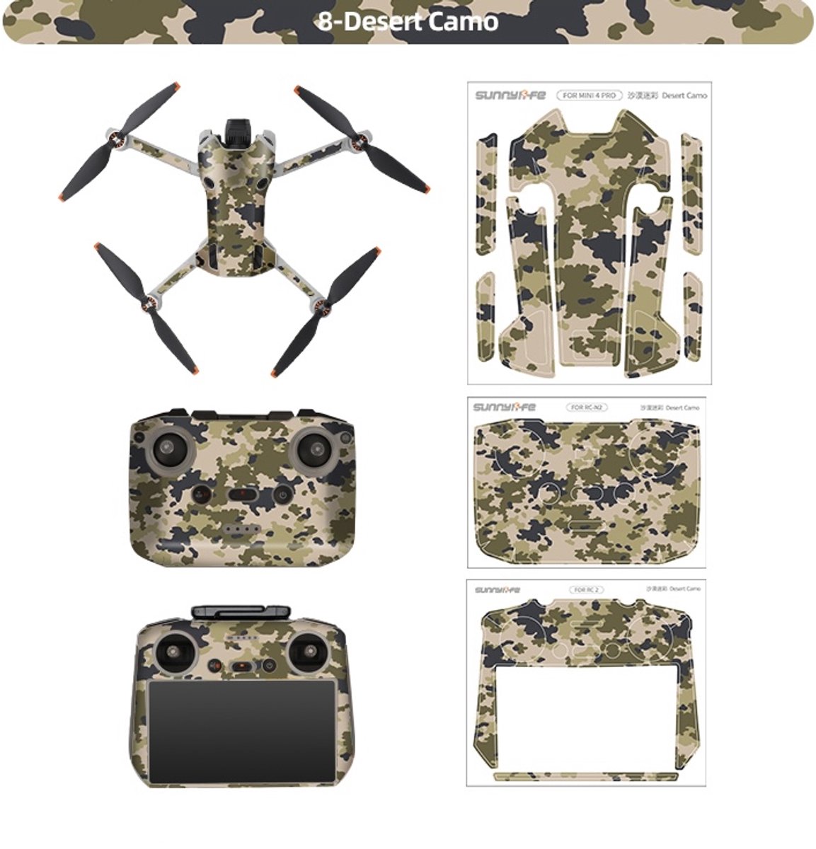 Stickers - Desert Camo - voor DJI Mini 4 Pro - RC 2
