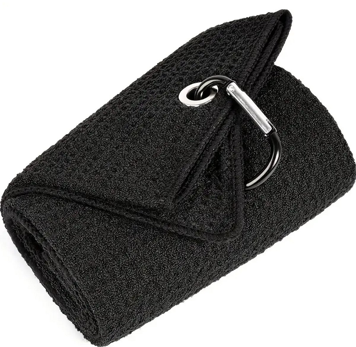 Stripe golfhanddoek microvezel 60x40 voor golftas en golfclubs, zwart