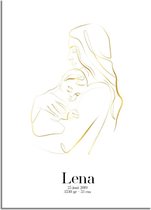 DesignClaud Geboorteposter Moeder en kind – Goudfolie Kraamcadeau A2 poster (42x59,4cm)