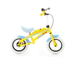Popal Arrow - Loopfiets - 12 inch - Blauw - kinderfiets - fiets - peuterfiets - geel - blauw - 12 inch