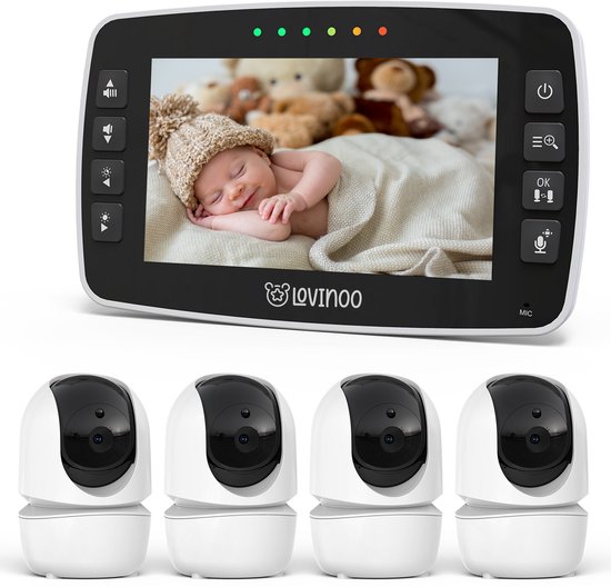 Lovinoo Babyfoon - Babyfoon met 4 Camera's - Baby Monitor - Lovinoo - €169,95