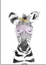 DesignClaud Zebra Kinderkamerposter Strikje A3 + Fotolijst wit