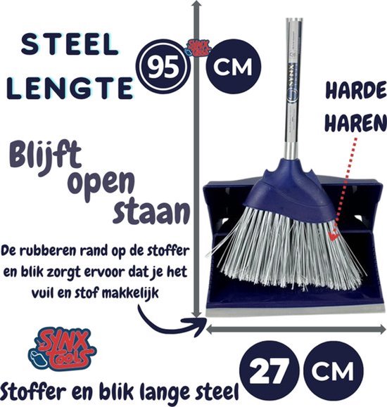 Synx Tools Onkruidborstel set + Stoffer en Blik met Steel 95 cm - Onkruidkrabber met Schraper - Extra Borstel - Sluitend Model - Kunststof - Voegenkrabber met steel 160 cm van Synx Tools — afbeelding 4