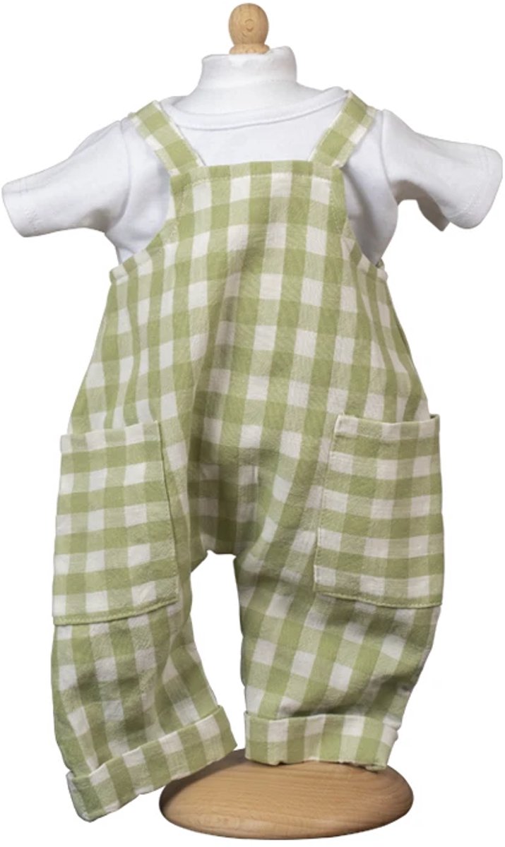 Mamamemo Poppenkleding Tuinbroek Groen Geruit 42 - 46 cm