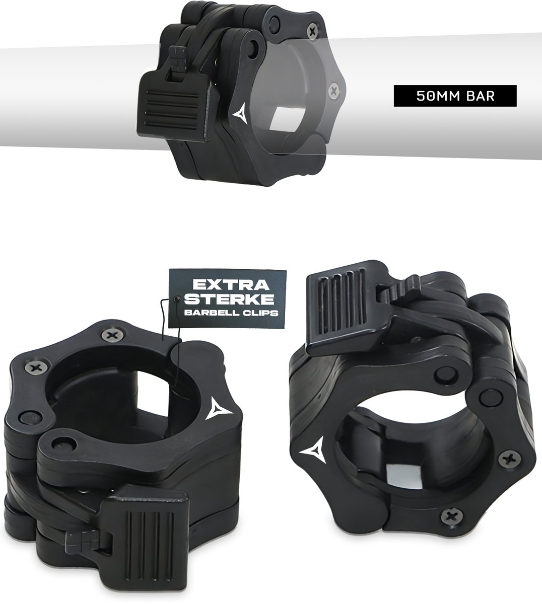 Breaking Limits Barbell Clips - Nylon Haltersluiting - Voor 50mm Olympische Halterstang - Quick-Lock Sluiting & Antislip Grip - Zwart
