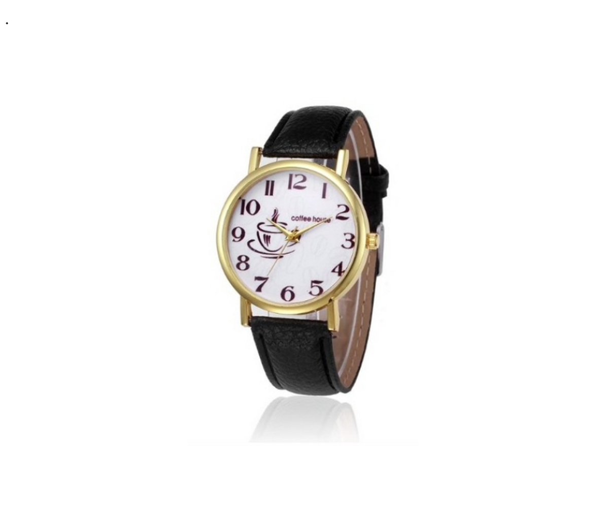 Hidzo Horloge Coffee House Ø 37 mm - Zwart - Kunstleer