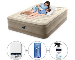 Intex Ultra Plush Luchtbed met ingebouwde pomp | Tweepersoons | 152 x 203 x 46 cm | Inclusief bijpassend hoeslaken + luchtbedverfrisser + reparatiekit