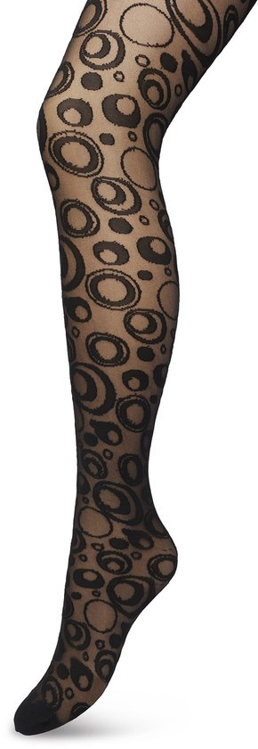 Bonnie Doon Collant 50 Denier Zwart Femme Taille S/M - Pois et Cercles - Imprimé - Cercles - Collants à Pois - Coutures Lisses - Confort de Port Maximal - Collants Cercles et Pois - Collants Chique - Festif - Noir - BP221904.10