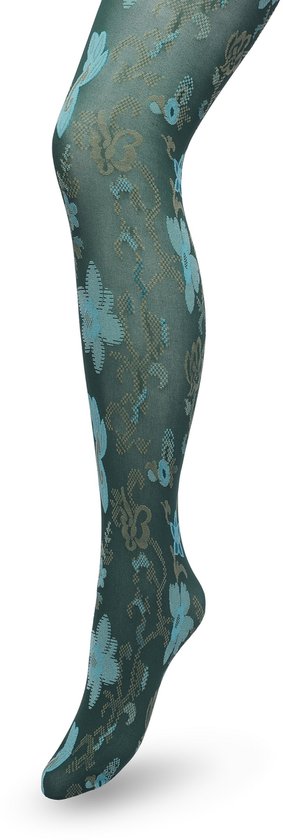 Bonnie Doon Collant Fleurs 60 Denier Vert Foncé Femme Taille S/M - Imprimé Floral - Floral - Imprimé - Coutures Lisses - Confort de Port Maximum - Collant Ornement Floral - Collant Chique - Festif - Vert Foncé - Vert Trekking - BP221905.6