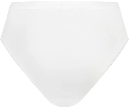 Zwarte damesbroek met hoge taille en hoge beenuitsnijding, van stretchkatoen.