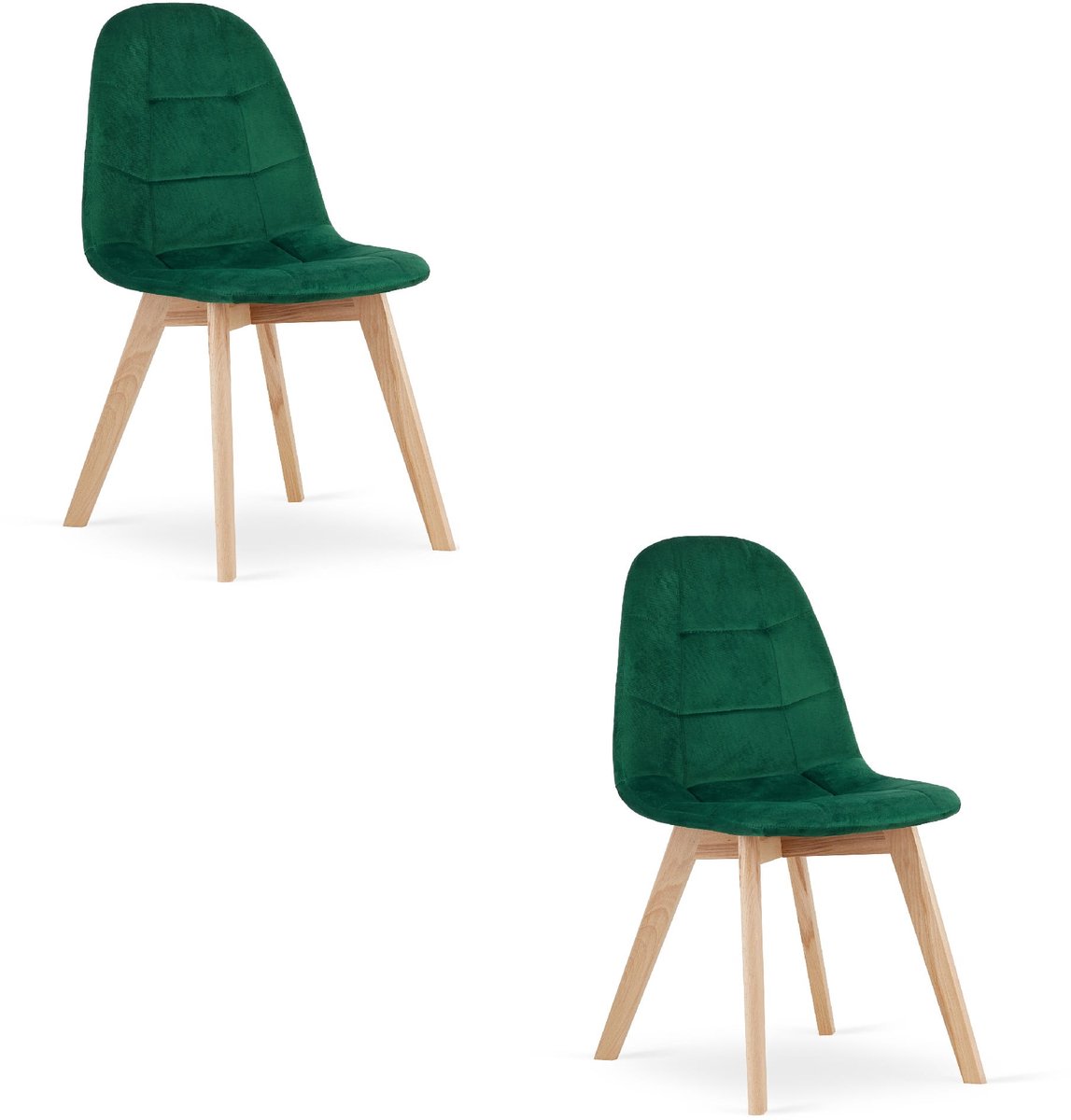 BORA Velvet Design Stoelen – Set van 2 – Donkergroen Fluweel – Scandinavisch Design – Beukenhouten Poten – Modern & Ergonomisch