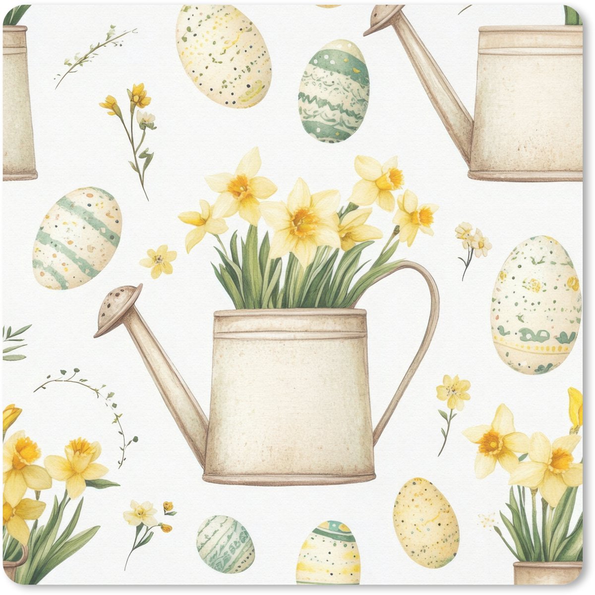 Muismat 30x30 cm - Mousepad Gieter - Bloemen - Eieren - Muismatten
