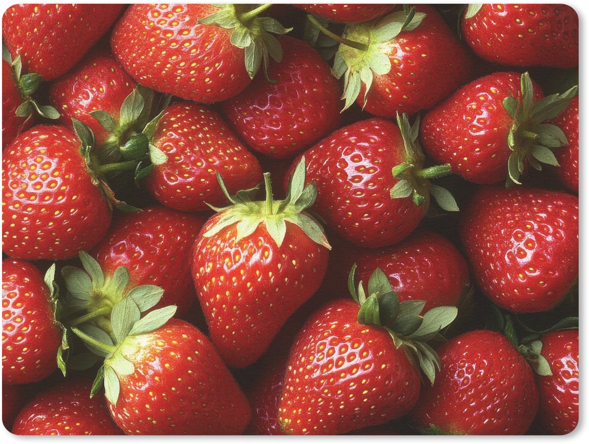 Muismat 23x19 cm - Mousepad Aardbei - Fruit - Rood - Muismatten