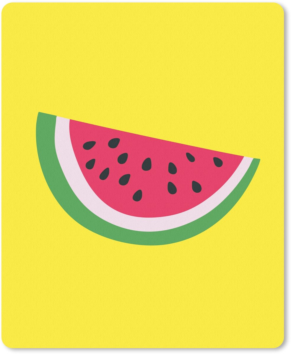 Muismat 19x23 cm - Mousepad Fruit - Watermeloen - Geel - Muismatten