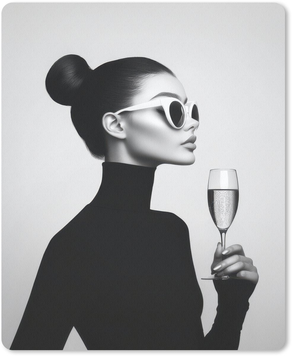 Muismat 19x23 cm - Mousepad Vrouw - Champagne - Modern - Muismatten