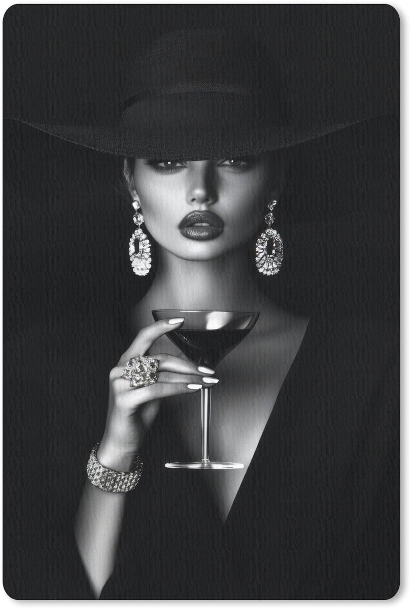 Muismat 18x27 cm - Mousepad Vrouw - Cocktail - Chic - Muismatten