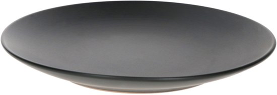 Zwarte, matte dinerbord met een diameter van 27 cm.
