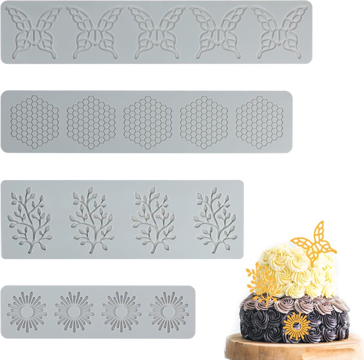 Ibenzoa® Set Siliconen Kantvormen Diverse Vormen voor Taarten en Kunstprojecten - Precisie en Flexibiliteit
