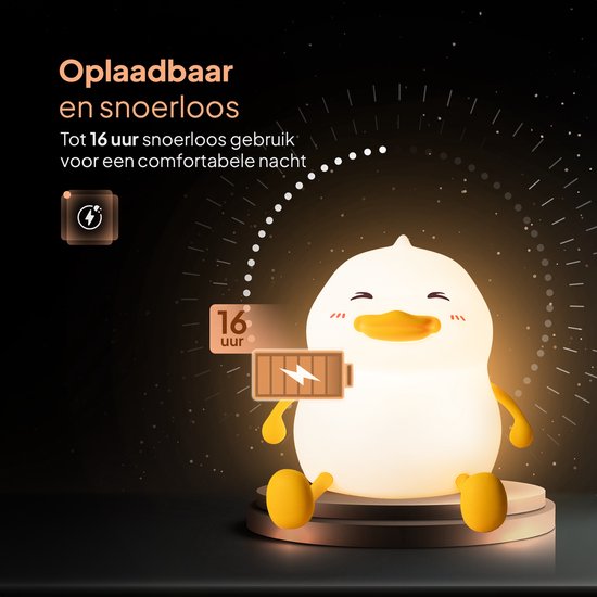 Nachtlampje Kinderen - Mobstore Kuiken Nachtlampje - Draadloos & Oplaadbaar - Touch Bediening - Dimbaar LED Licht - Timerfunctie - Slaaptrainer - Ideaal voor Babykamer & Kinderkamer - Siliconen Bedlampje van Mobstore — afbeelding 5