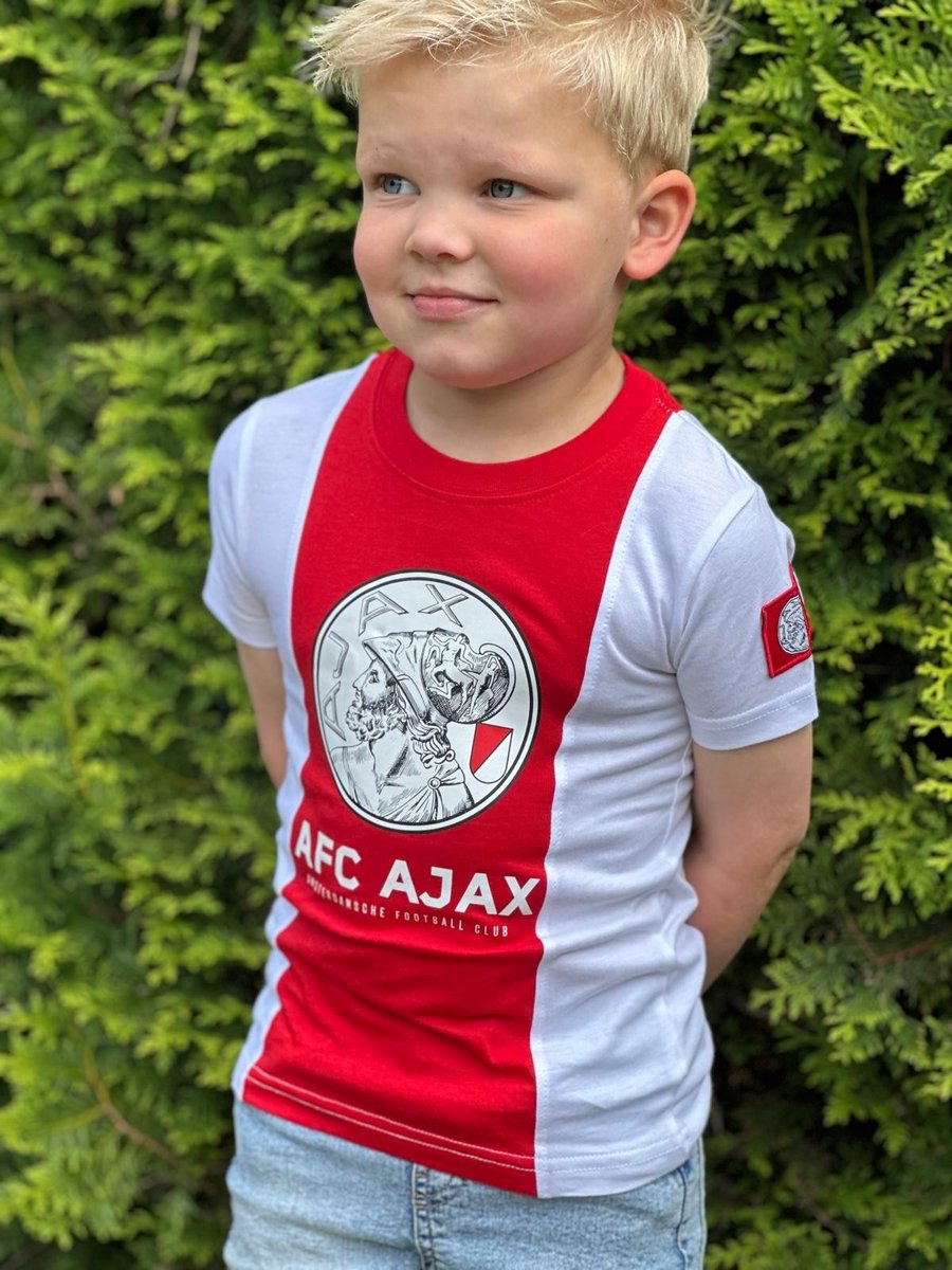 AFC Ajax T-shirt Wit Rood Wit Oud Logo kids 140 - 100% katoen - Klassiek logo