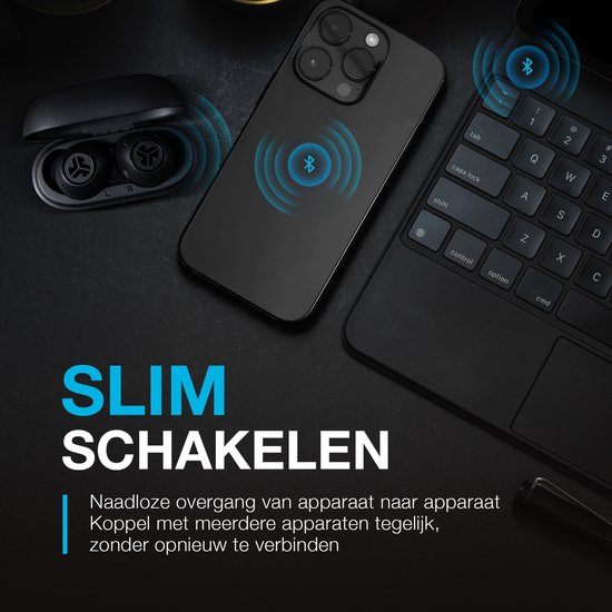 JLab Go POP ANC Draadloze Oordopjes - Noise Cancelling Oortjes - Bluetooth Multipoint - 24 uur Batterijduur - Met Microfoon - Draadloos - Geschikt voor Android en Apple - Zwart