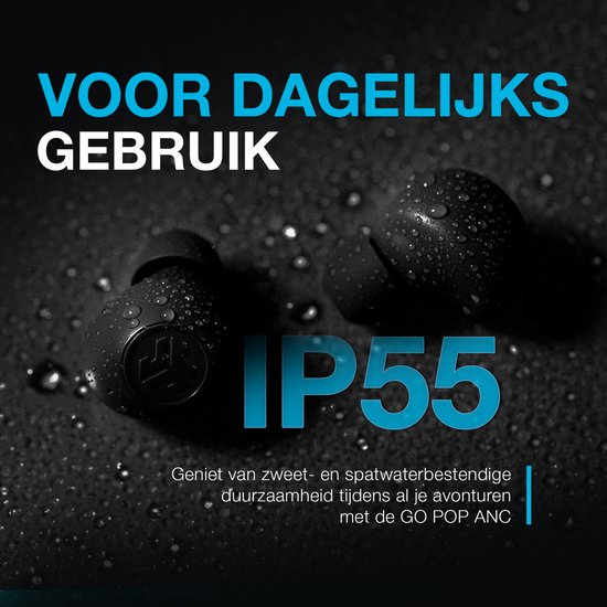 JLab Go POP ANC Draadloze Oordopjes - Noise Cancelling Oortjes - Bluetooth Multipoint - 24 uur Batterijduur - Met Microfoon - Draadloos - Geschikt voor Android en Apple - Zwart