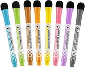 Bablue Whiteboard Stiften - 8 Stuks - Verschillende Kleuren - Magnetisch & Met Wisser - Voor Kinderen & Volwassenen
