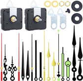 Pakket van 2 klokbewegingen voor wandklok - DIY-bewegingen voor zelfinstallatie - met 6 sets wijzers - 16/23 mm voor wandklokreparatie - Stille klokbewegingset - Quartz uurwerk - vervangende onderdelen - High Torque - los uurwerk