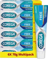 Corega Free - Kleefcrème - Kunstgebit - Sterke Fixatie - Bescherming Tegen Voedseldeeltjes - Comfort & Smaakvrij - Voordeelverpakking 6 x 70 g