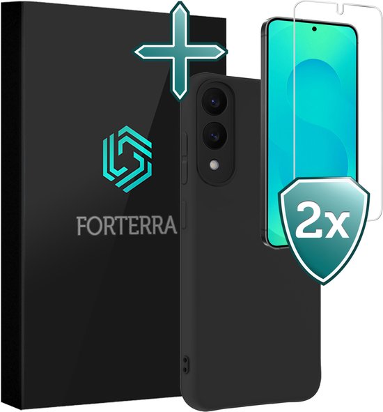 Coque Forterra compatible avec Samsung S25 Edge , coque en Siliconen avec 2 films de protection d'écran, coque arrière compatible avec Samsung Galaxy S25 Edge , Zwart