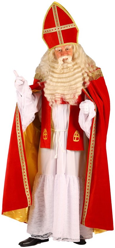 Sinterklaas Fluweel Rood Populair (5-delig) Kostuum - Maat XL