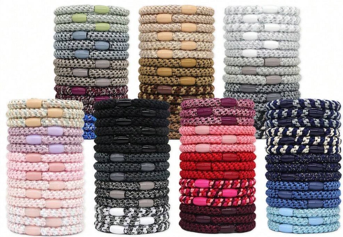 15 x Knekkie Haarelastiekjes met Kraaltje – Gevlochten Elastiek & Armband - Blauwe Stijl — cadeau in Mode & Accessoires - foto 6