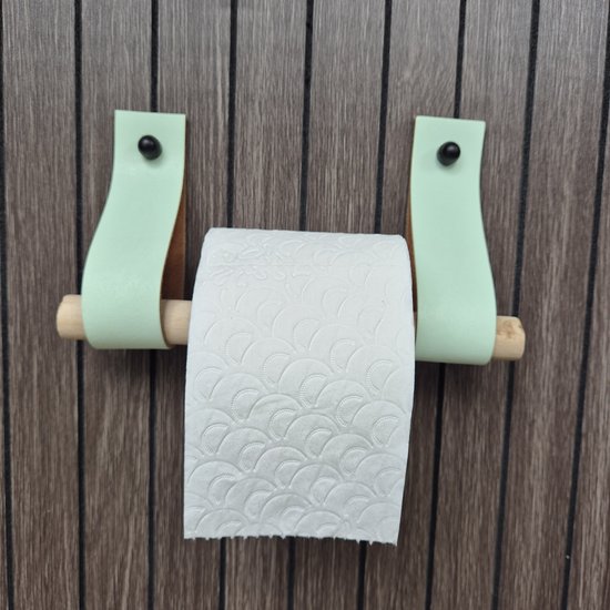 Porte-rouleau de papier toilette en cuir vert menthe 4 cm de large et 30 cm de long