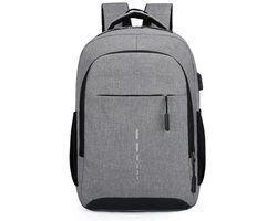 Laptop Rugzak -met USB - Schooltas - waterdicht -15,6 Inch Laptop- Grijs