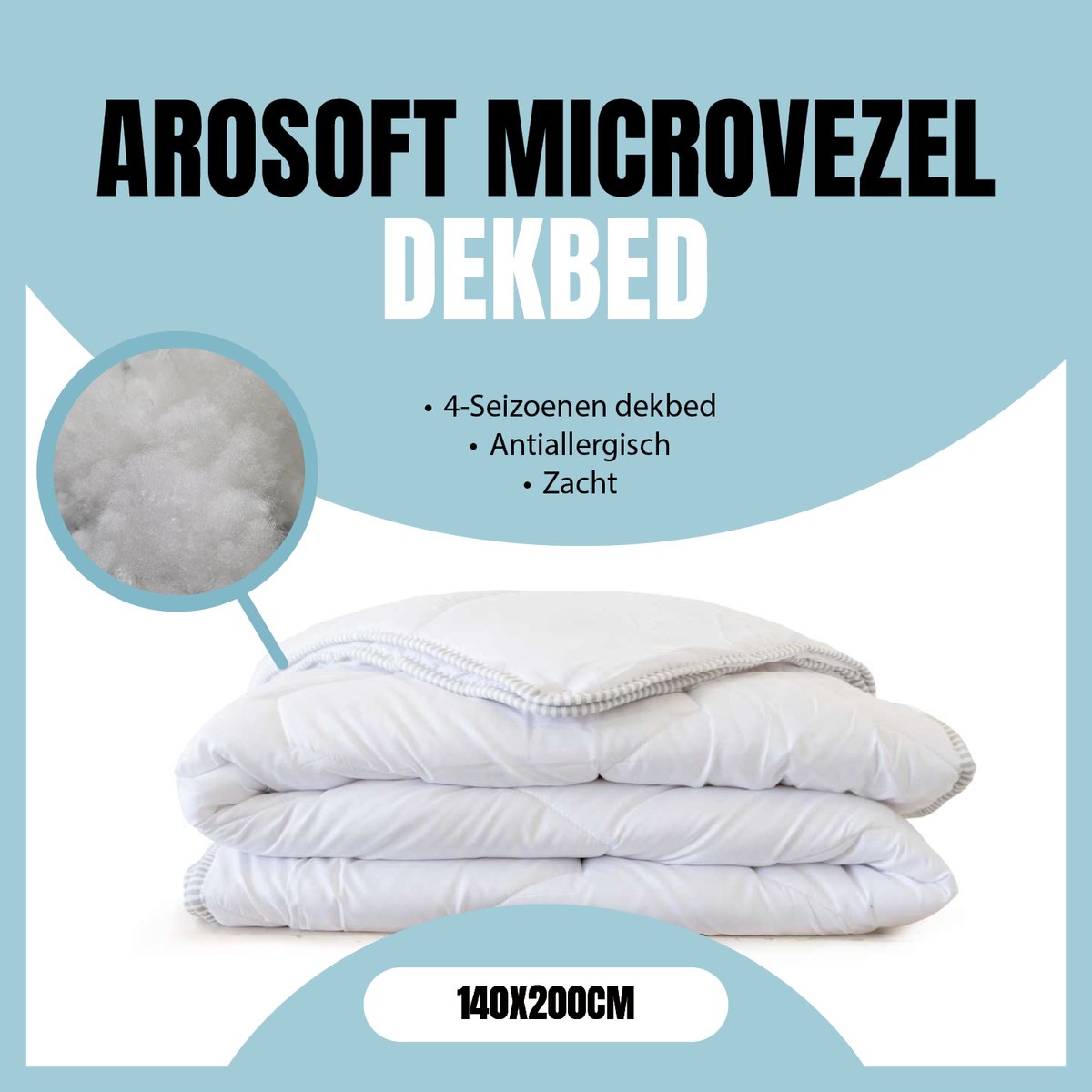 Eleganzzz Arosoft 4-seizoenen Dekbed Microvezel - 140x200cm - 500gr/m2 - Zomerdekbed & Winterdekbed - 4 Seizoenen Dekbed 140x200cm - Eenpersoons - Dekbedden wit