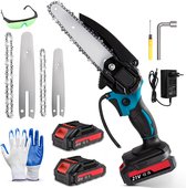 ToolX Mini kettingzaag - Kettingzaag - Mini Kettingzaag met accu - Snoeizaag - Boomzaag - 2 accu's - Inc. accessoires