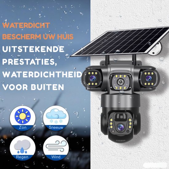 Narvie - 4G 4K Zonnepaneel Beveiligingscamera - 3 Lenzen - AI Detectie - PTZ van NARVIE — afbeelding 2