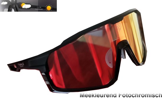 Fietsbril Fotochromische Sport padel zonnebril meekleurende glazen Rood — afbeelding 4