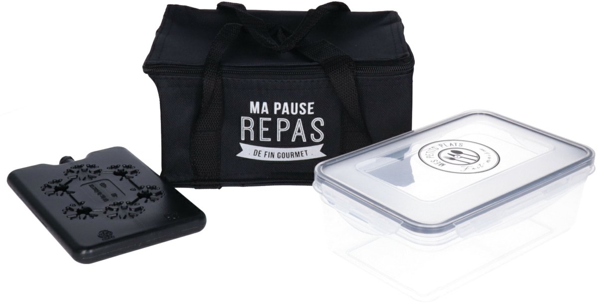 Cook Concept Koeltas Complete - zwart - 3L - 22 x 15 x 11 cm - met koelelement en box - lunchtas